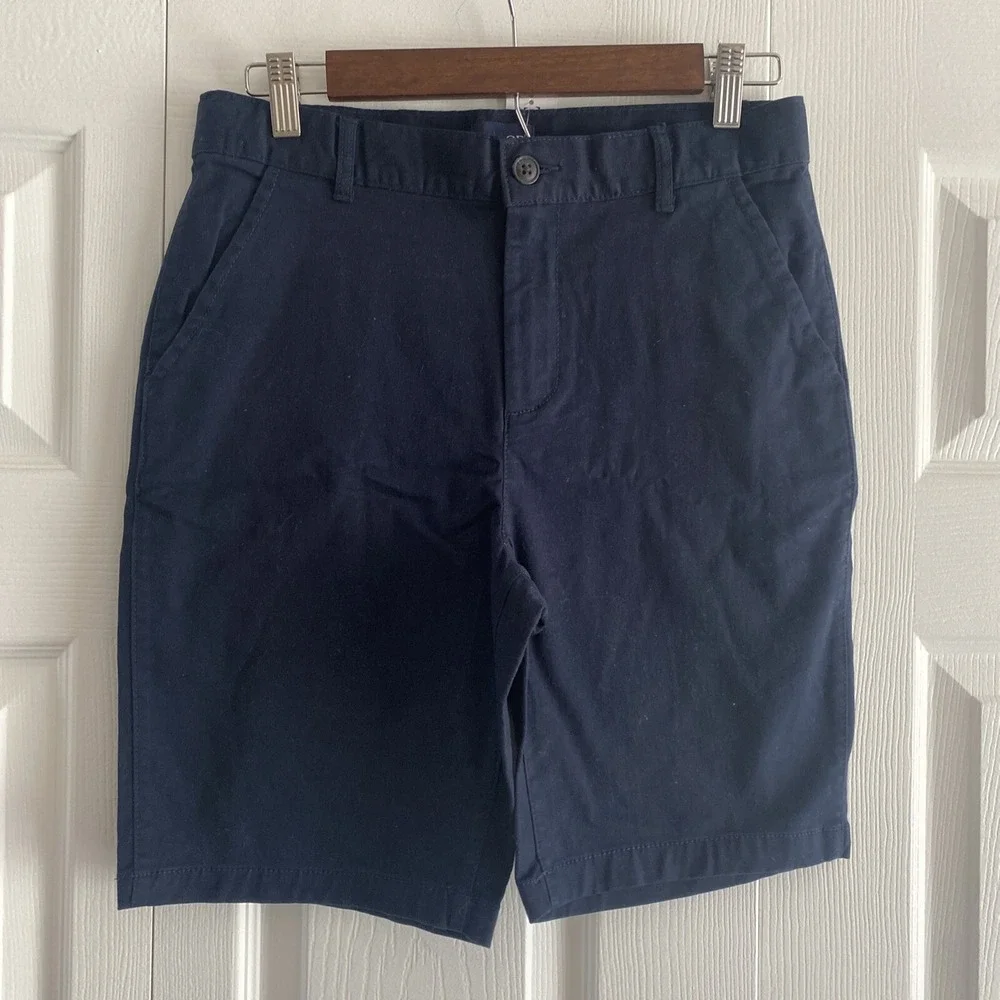 The Children's Place Chino Shorts Boys Size 12 Navy Husky School Uniform Cotton